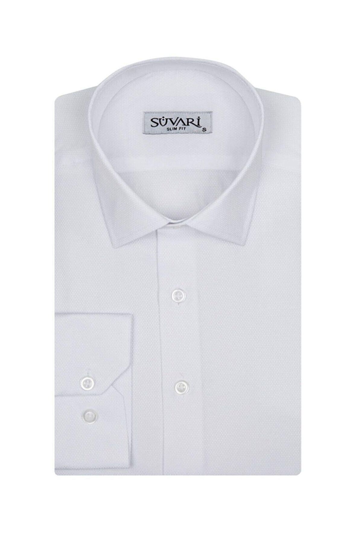 Süvari Classics Slim Fit Dar Kalip Özel Armürlü Cepsiz Gömlek 
