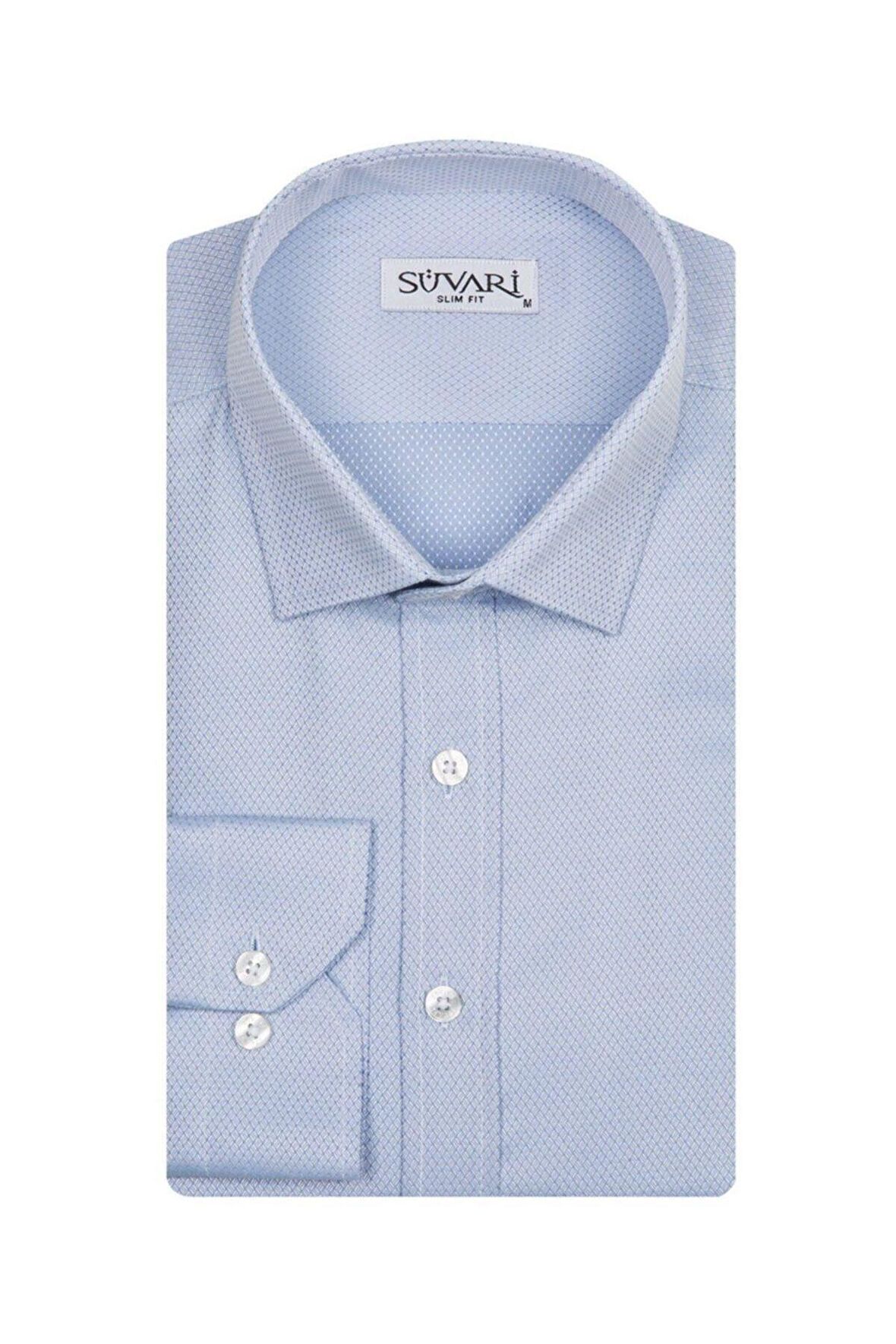 Süvari Classics Slim Fit Dar Kalip Özel Armürlü Cepsiz Gömlek 
