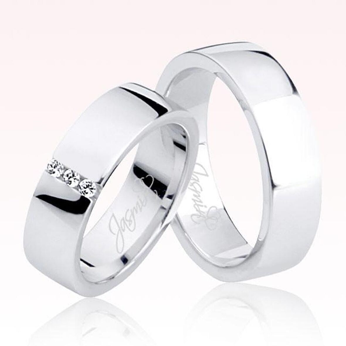 Beyaz Taşlı Altın Alyans 2401-3