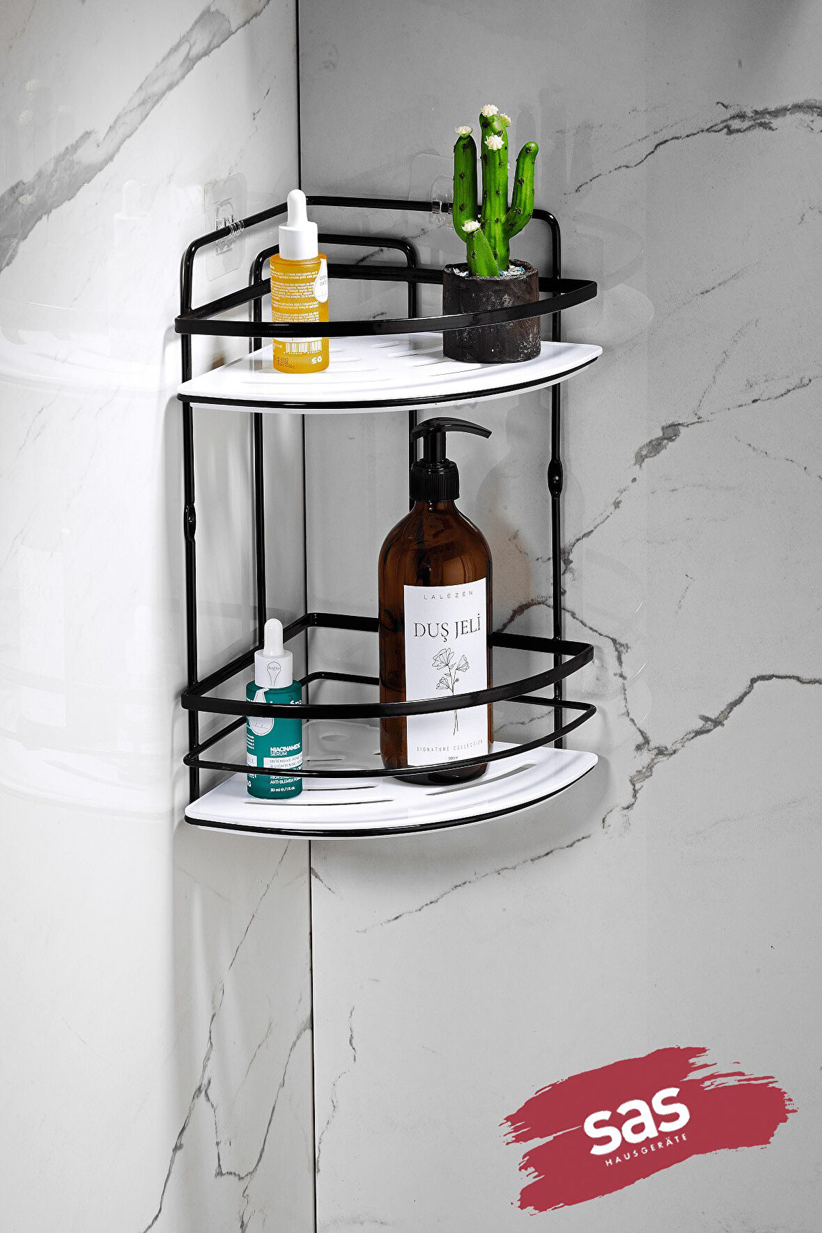 Yapışkanlı Ömür Boyu Paslanmaz Kristal Ayarlanabilir Raf Banyo Düzenleyici Şampuanlık LK-02 SB