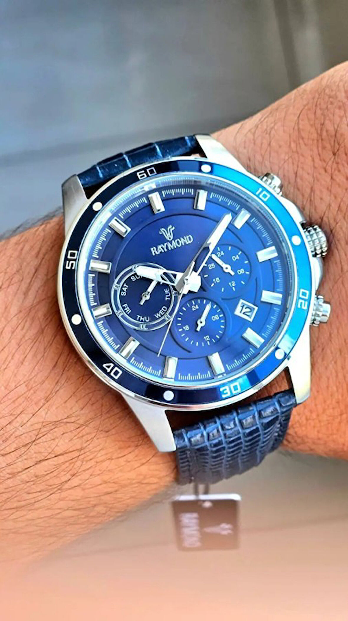 RAYMOND ERKEK KOL SAATİ RYM-1150-GÜMÜŞ-MAVİ