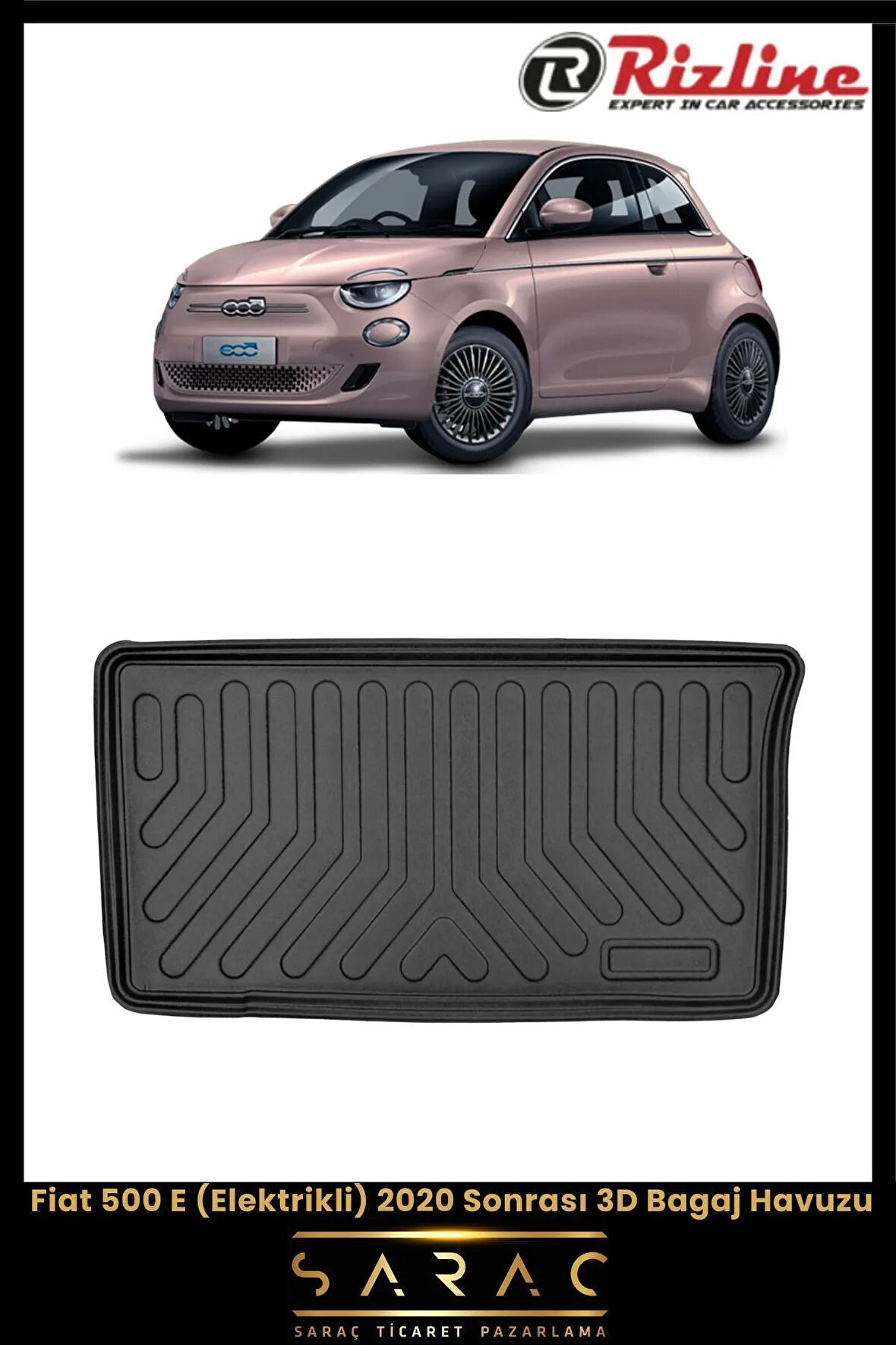 Rizline Fiat 500 Elektrikli 2024 Model 3D Bagaj Havuzu