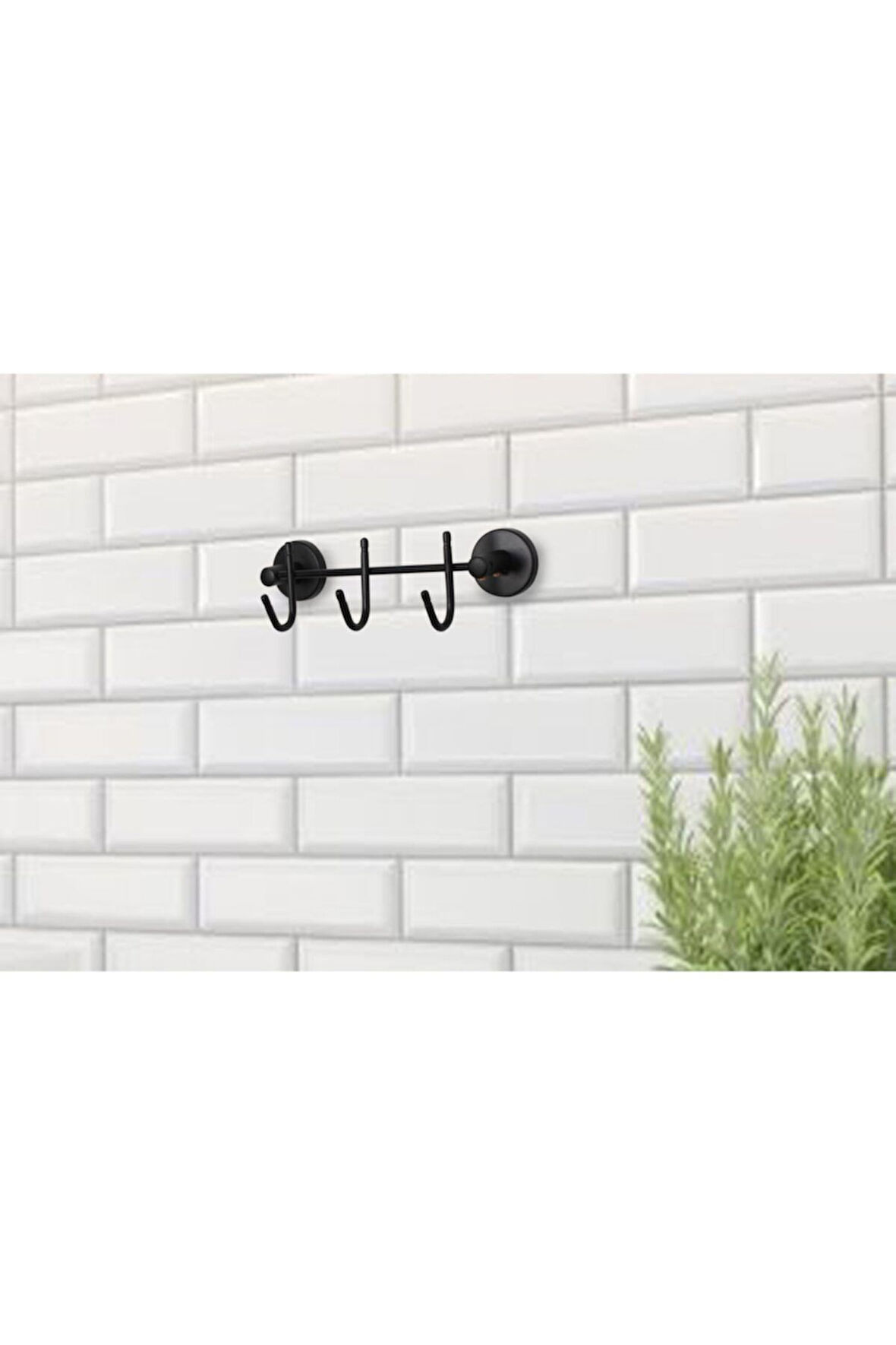 Siyah 4'lü Sıra Askı Wc Askı Banyo Mutfak Düzenleyici Askısı