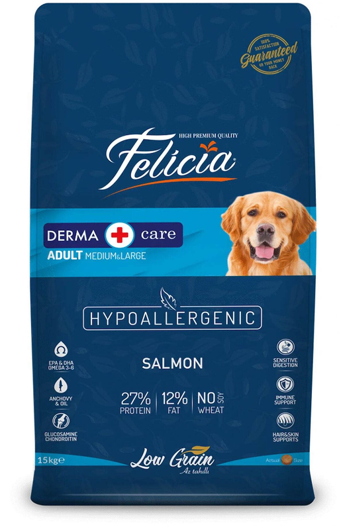 Felicia Düşük Tahıllı Hypoallergenic Somonlu Köpek 15kg Yetişkin Köpek Maması Hipoalerjenik Mama