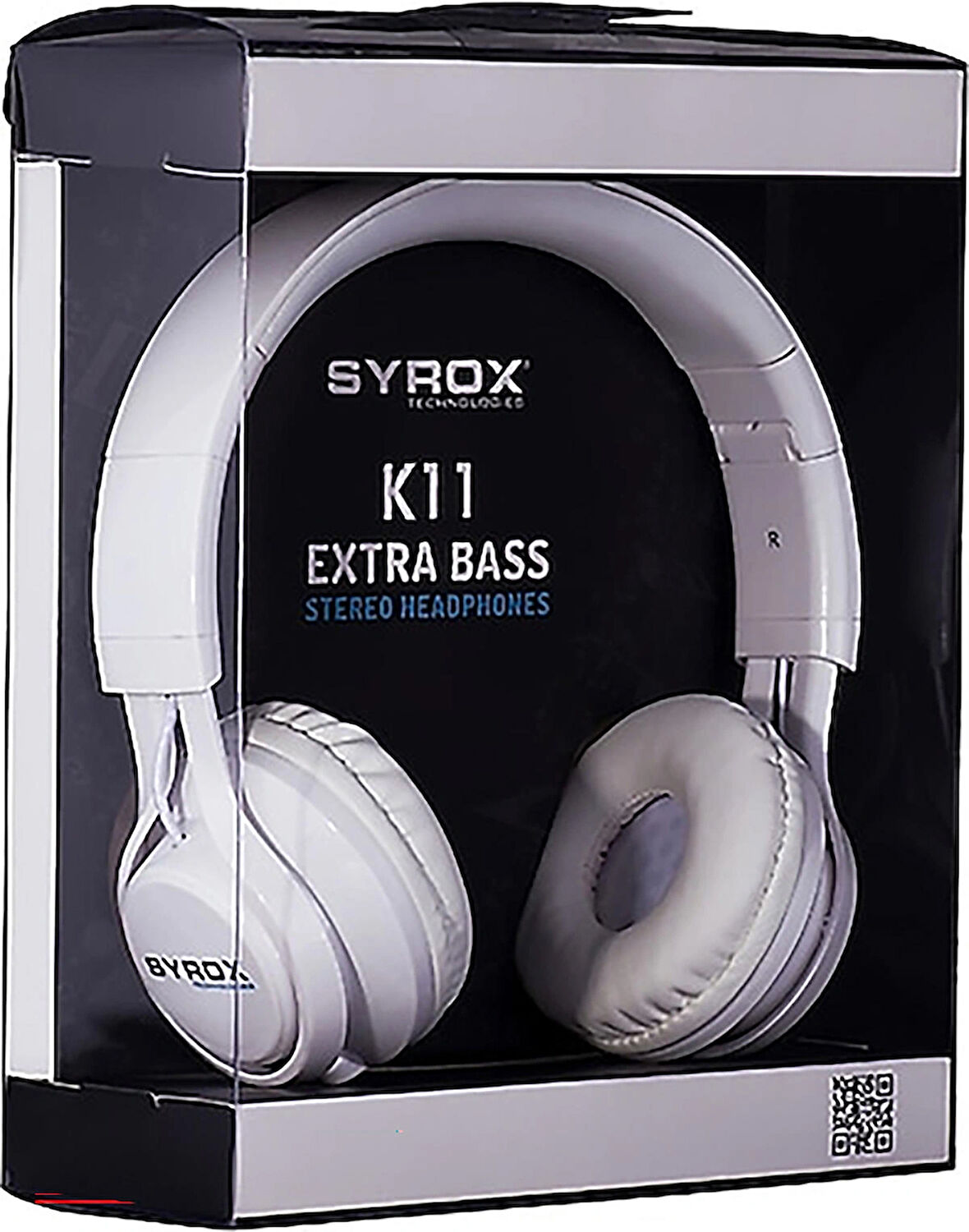 Syrox K11 Extra Bass 1.50mt 3.5mm AUX Kablolu Mikrofonlu Kulak Üstü Kulaklık - Beyaz