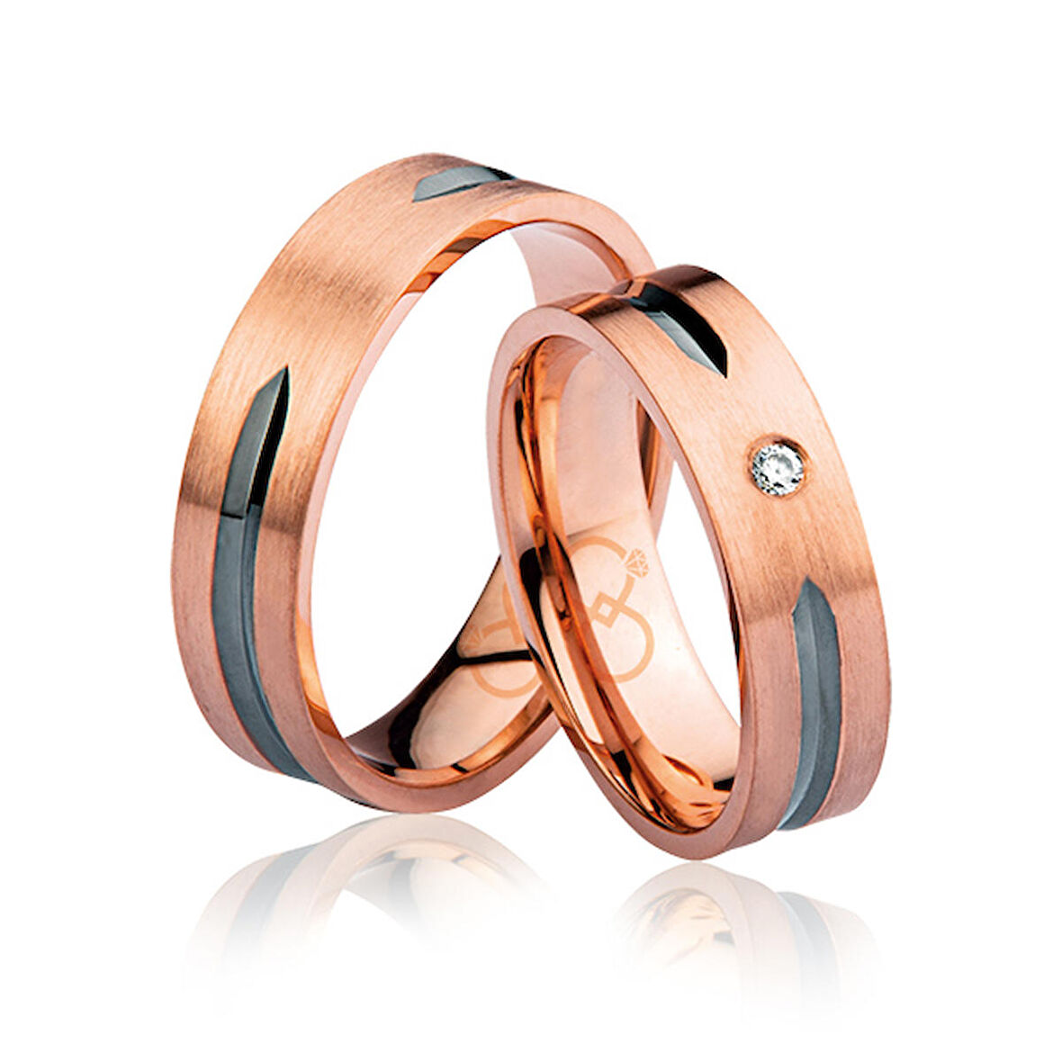 Ortası Taşlı Rose Alyans 2403-1