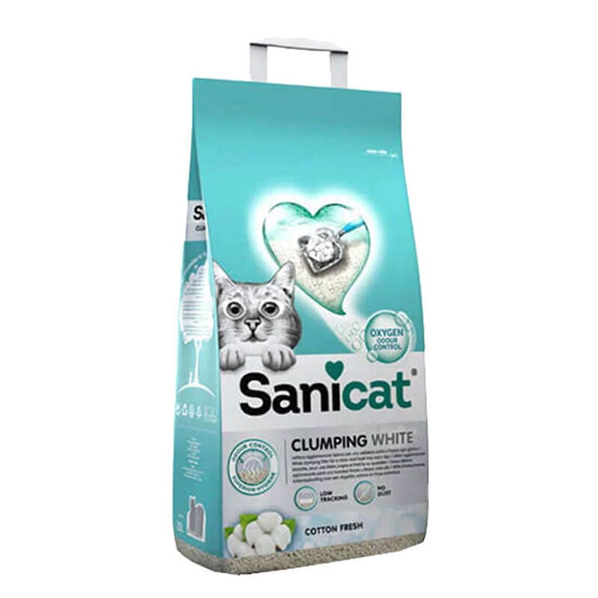 Sanicat clumping white 10lt cotton fresh topaklanan kedi kumu