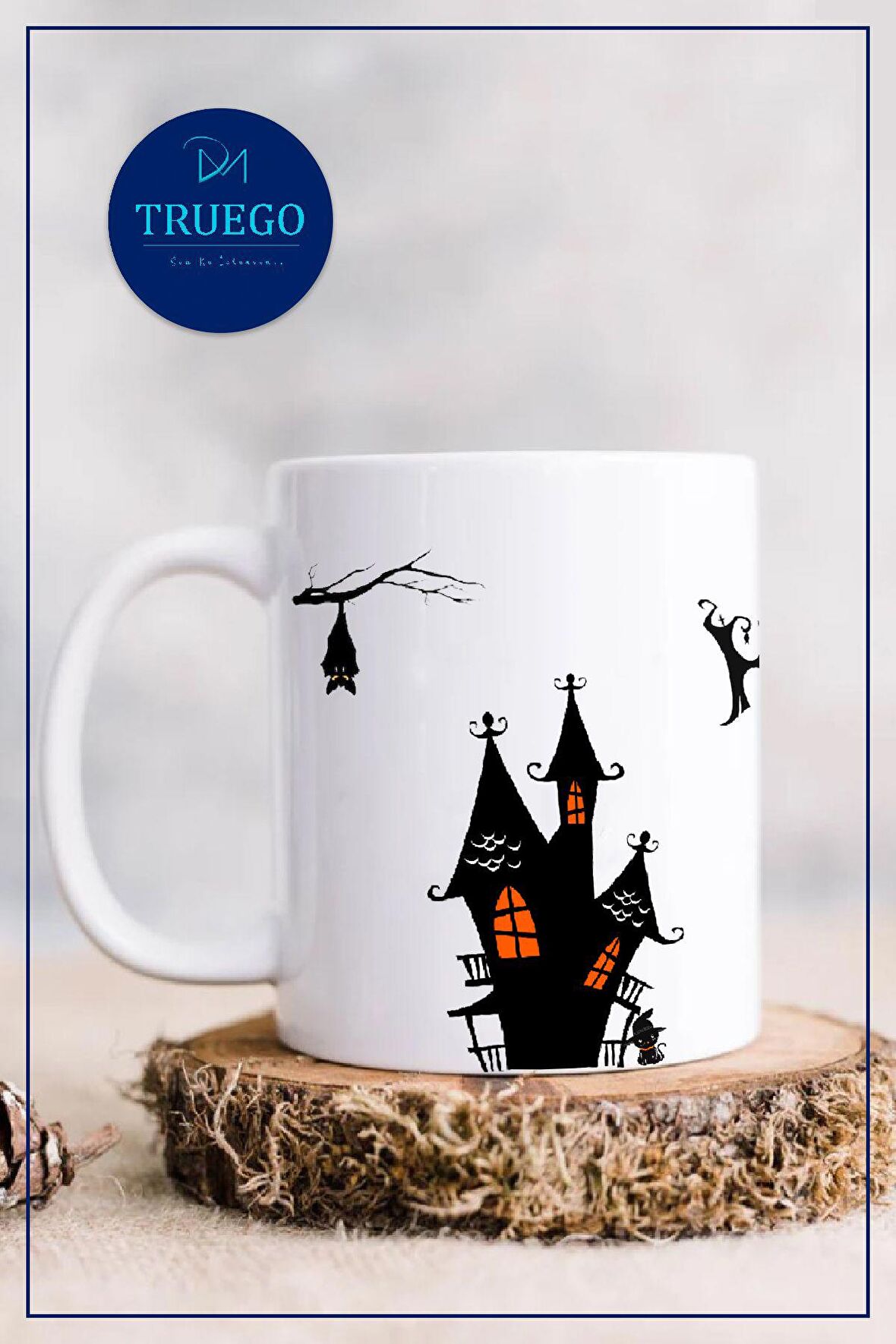 Baskılı Kupa Bardak Seramik Mug - Perili Ev Halloween