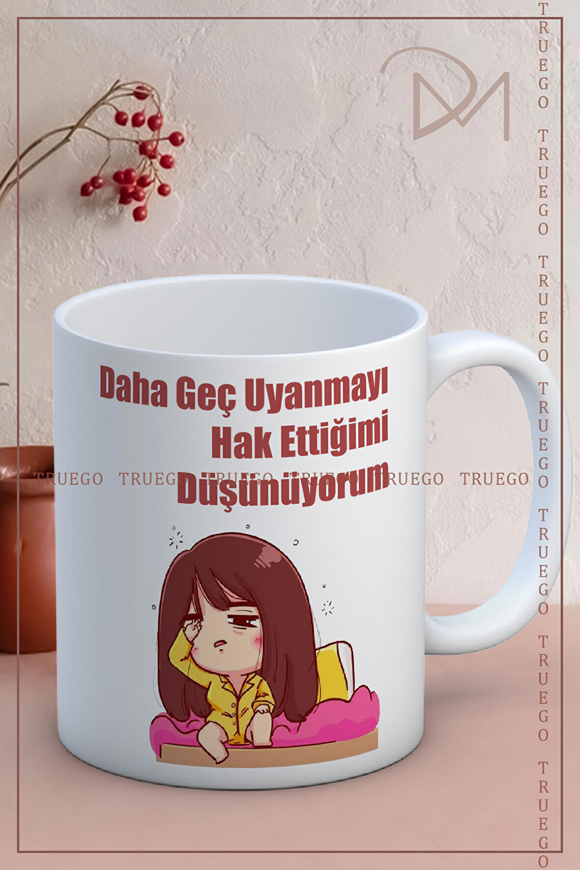 Baskılı Kupa Bardak Seramik Mug - Daha Geç Uyanmayı Hak Ettiğimi Düşünüyorum