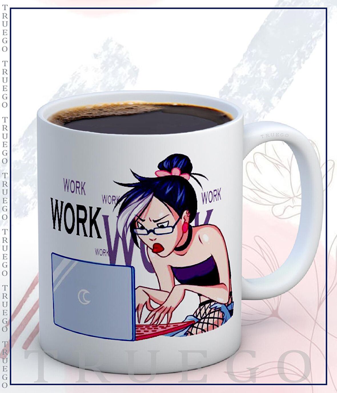 Baskılı Kupa Bardak Seramik Mug - Work work