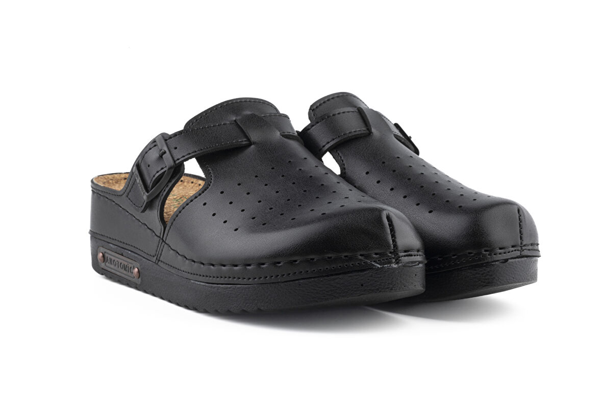 Mantar Tabanlı Ortopedik Kapalı Sabo Kadın Terlik - Anatomic Comfort - 3040