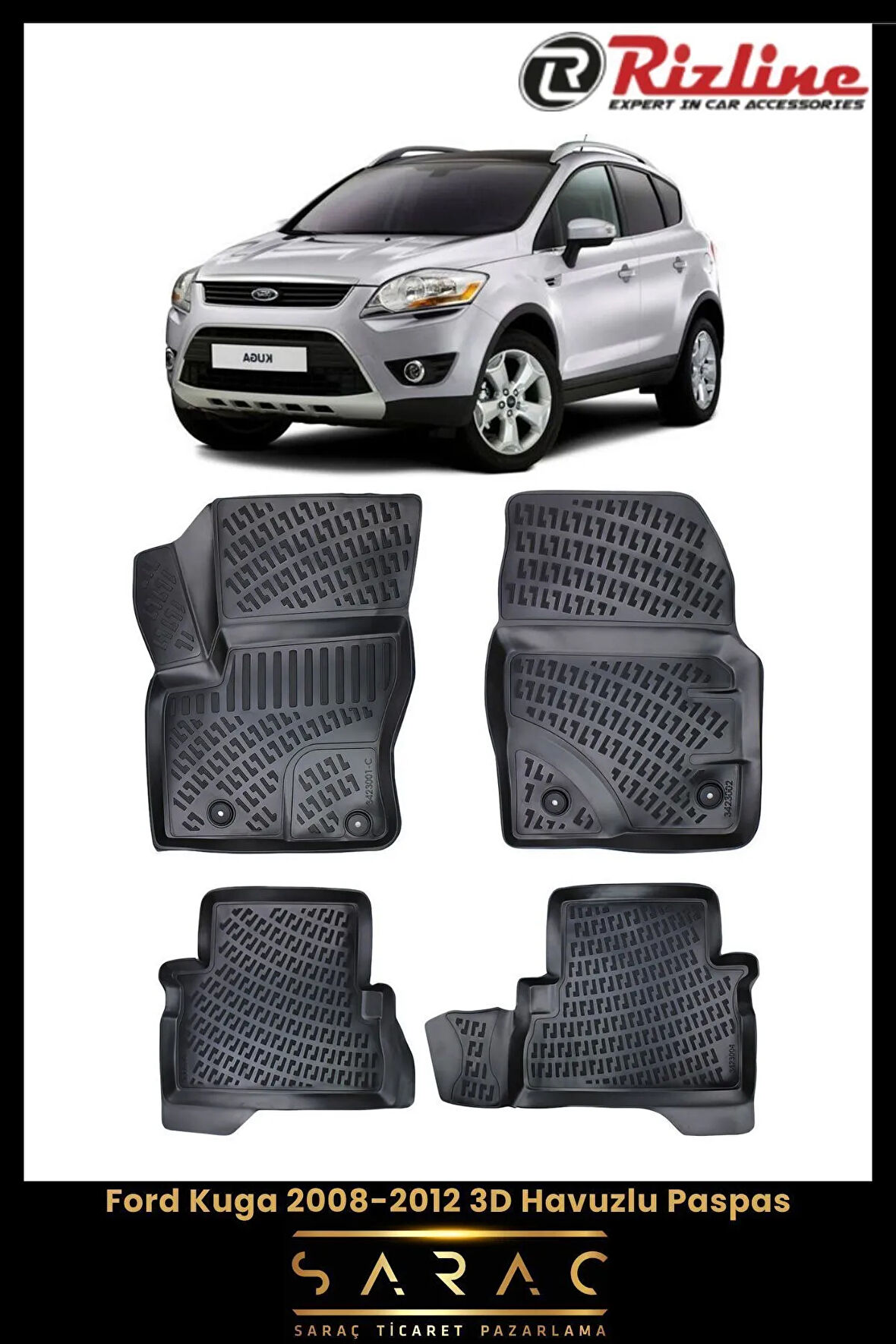 Rizline Ford Kuga 2010 Model 3D Havuzlu Paspas