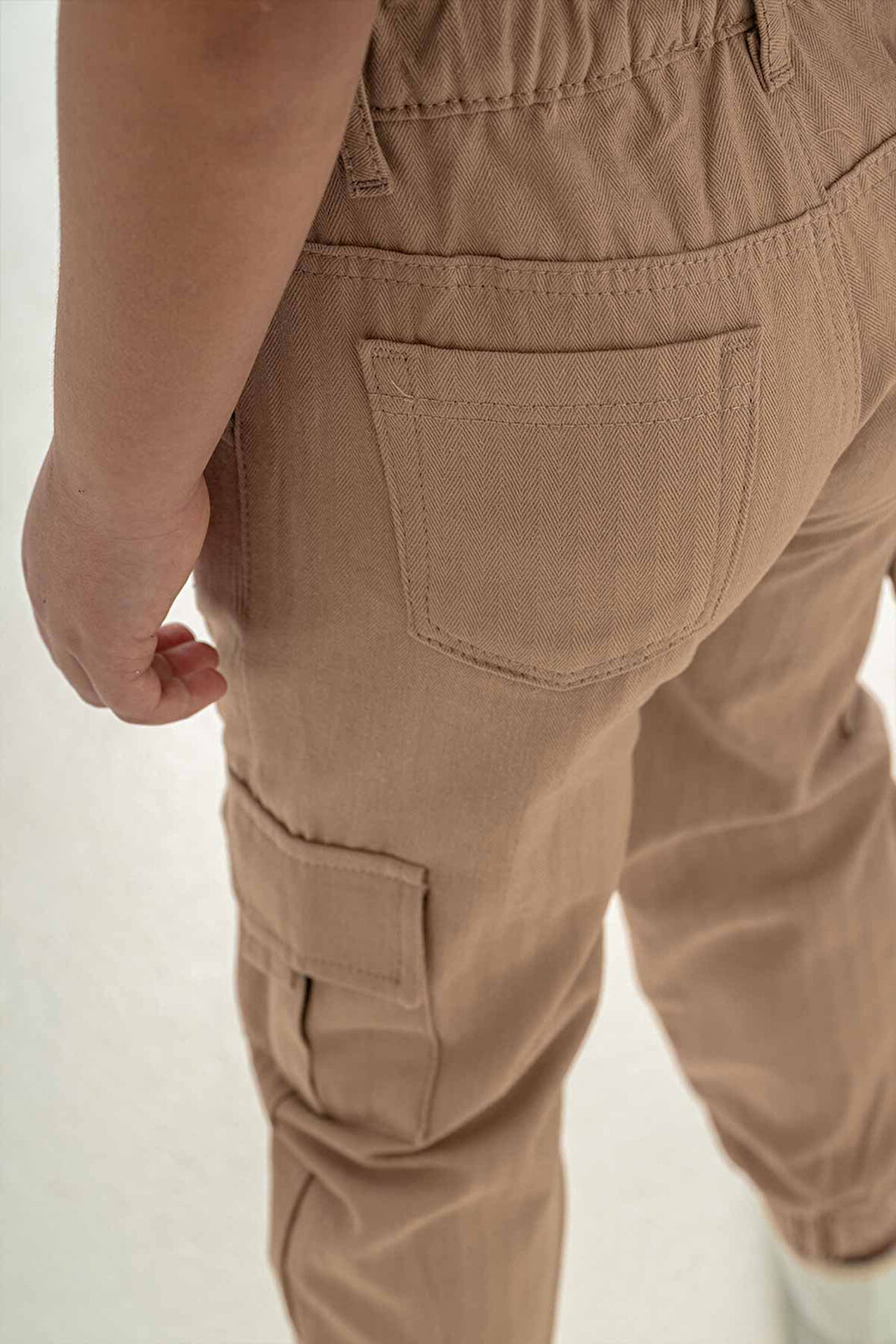 Çift Kargo Cepli Lastikli Paça Gabardin Erkek Çocuk Pantolon