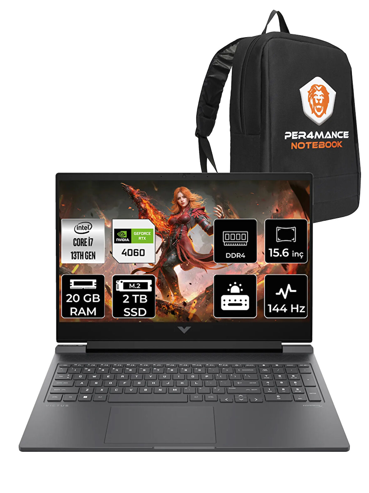 HP Victus 15 i7-13620H 20GB RAM 2TB SSD RTX4060/8GB 144Hz 15.6'' FHD FDOS Gaming Laptop & PER4