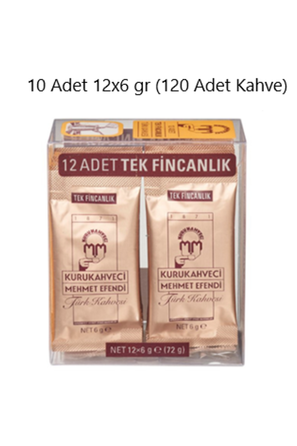 Kurukahveci Mehmet Efendi Sade Öğütülmüş Tek Kullanımlık Türk Kahvesi 12x6 gr 