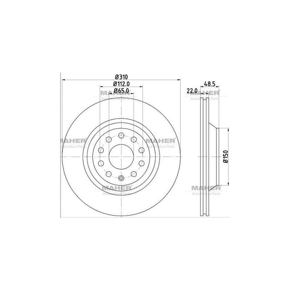 FREN DISKI PASSAT / GOLF5 / GOLF6 / GOLF7 / A3 / LEON 03= 310mm