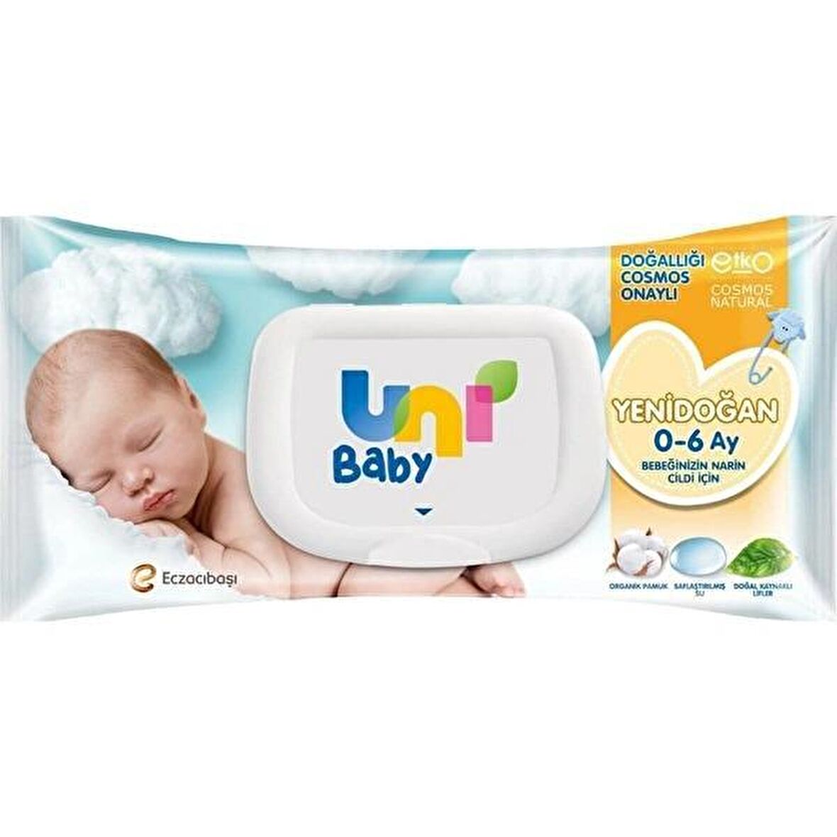 Uni Baby Yenidoğan Alkolsüz-Parfümsüz 40 Yaprak 1 Paket Islak Mendil