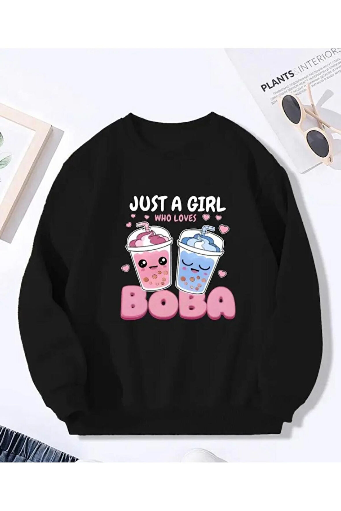 Boba Baskı Detaylı Bisiklet Yaka İçi Polarlı Sweatshirt