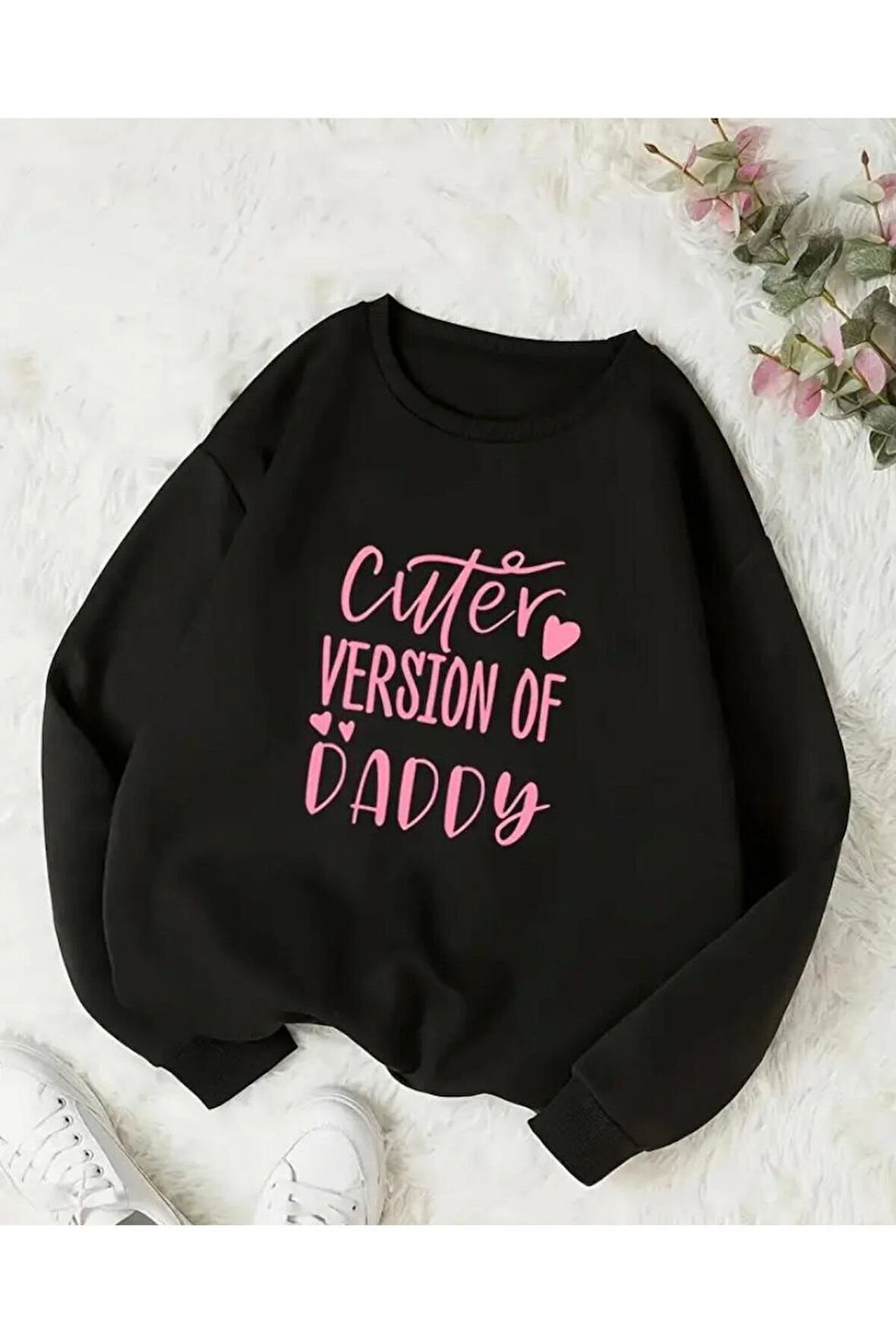 Cuter Version Of Baskı Detaylı Bisiklet Yaka İçi Polarlı Sweatshirt