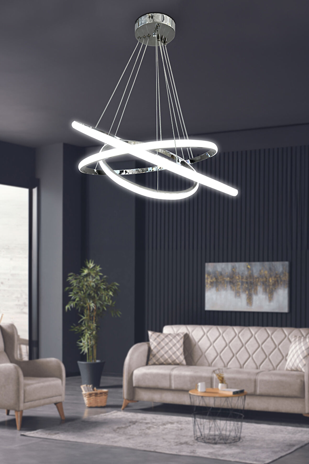 3'lü Çember Led Avize 