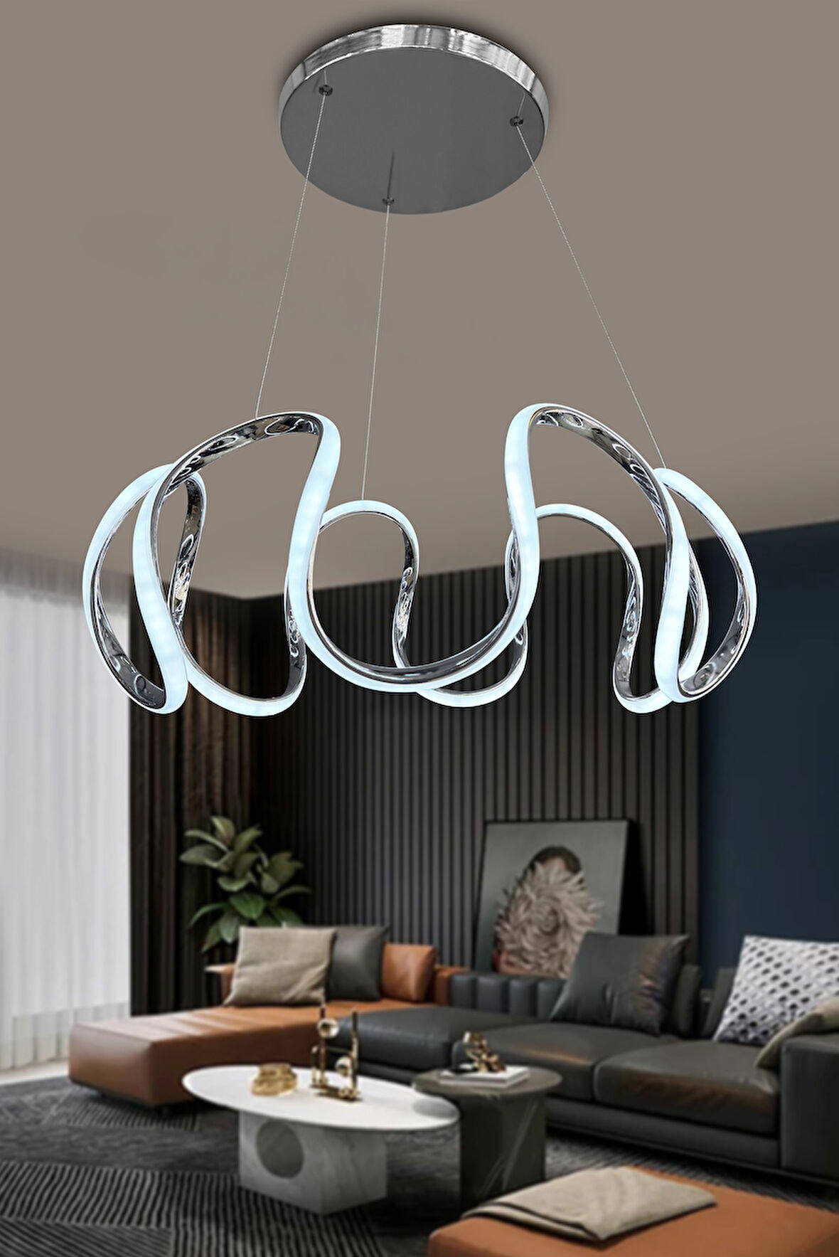 Arya Topsuz Led Avize 3 mt - Salon & Oturma Odası Avizesi