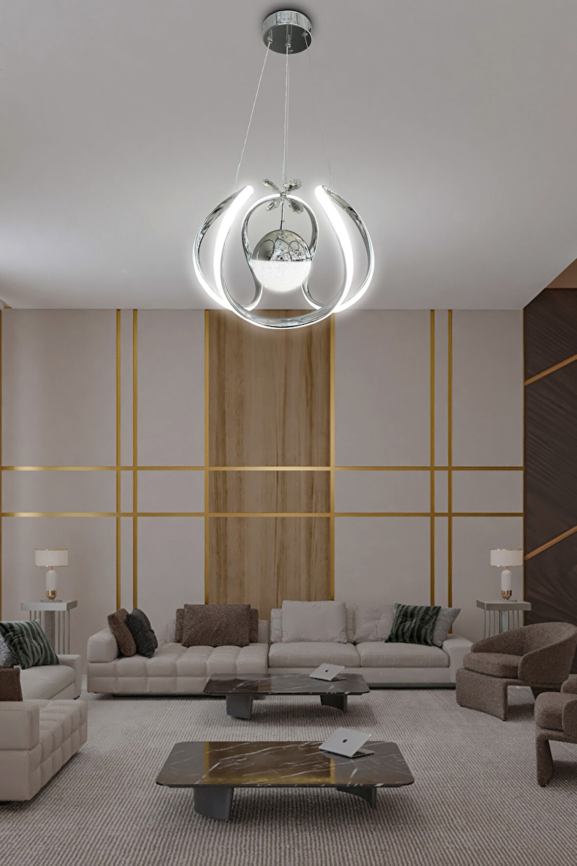 Arya Tek Toplu Led Avize 2 mt - Salon & Oturma Odası Avizesi