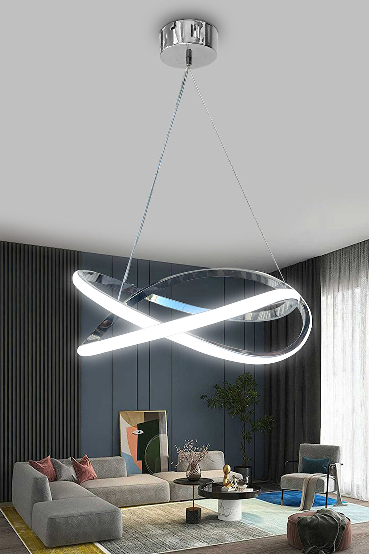Dalga Modern Sarkıt Led Avize Salon Oturma Odası Mutfak Avizesi 