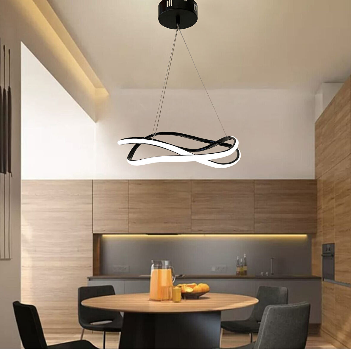 Dalga Modern Sarkıt Led Avize Salon Oturma Odası Mutfak Avizesi 