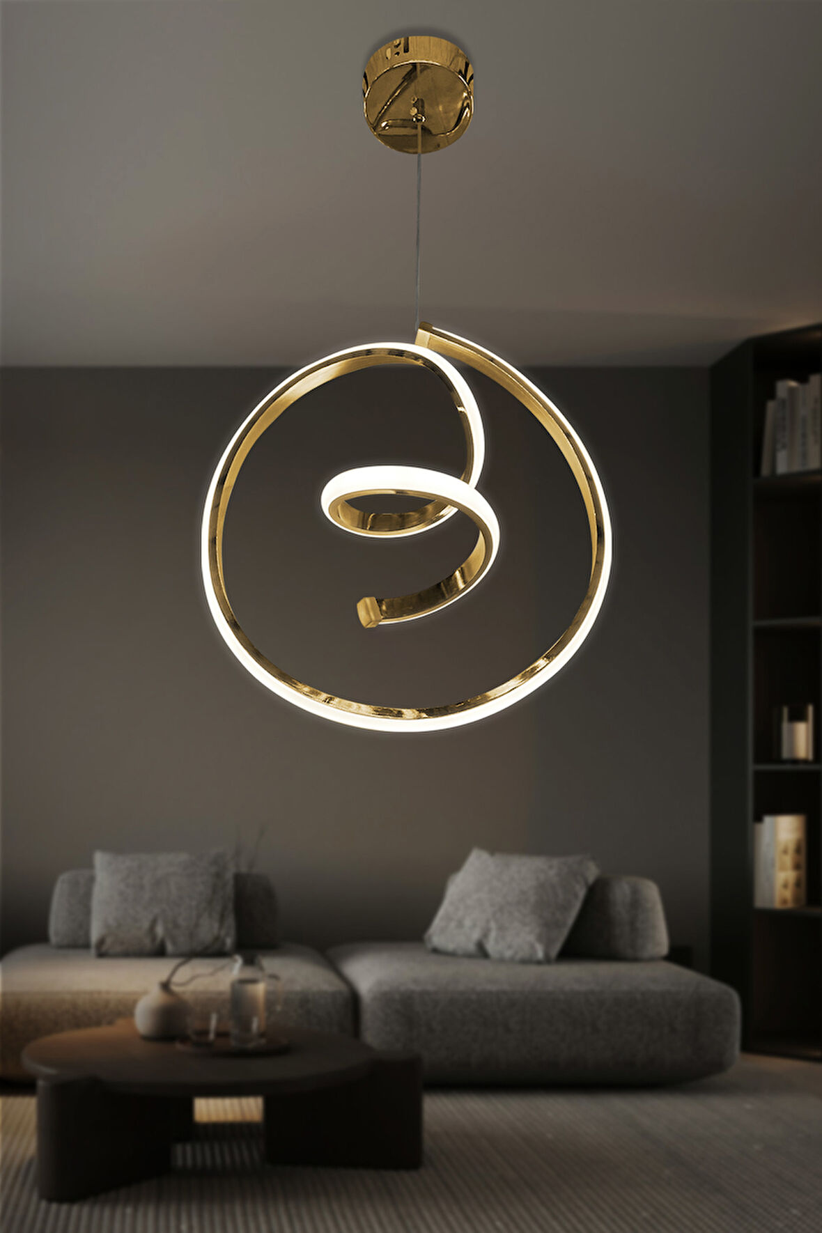Helezon Modern Tekli Sarkıt Led Avize Antre 