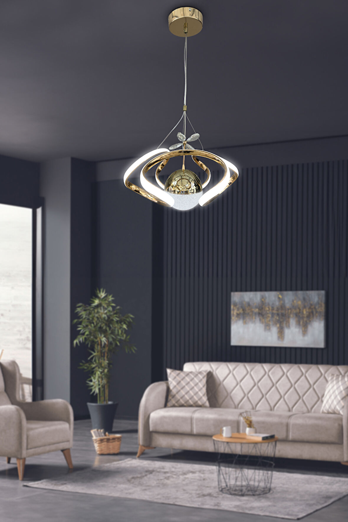 Dron Tek Top 2 modern Sarkıt Led Avize 