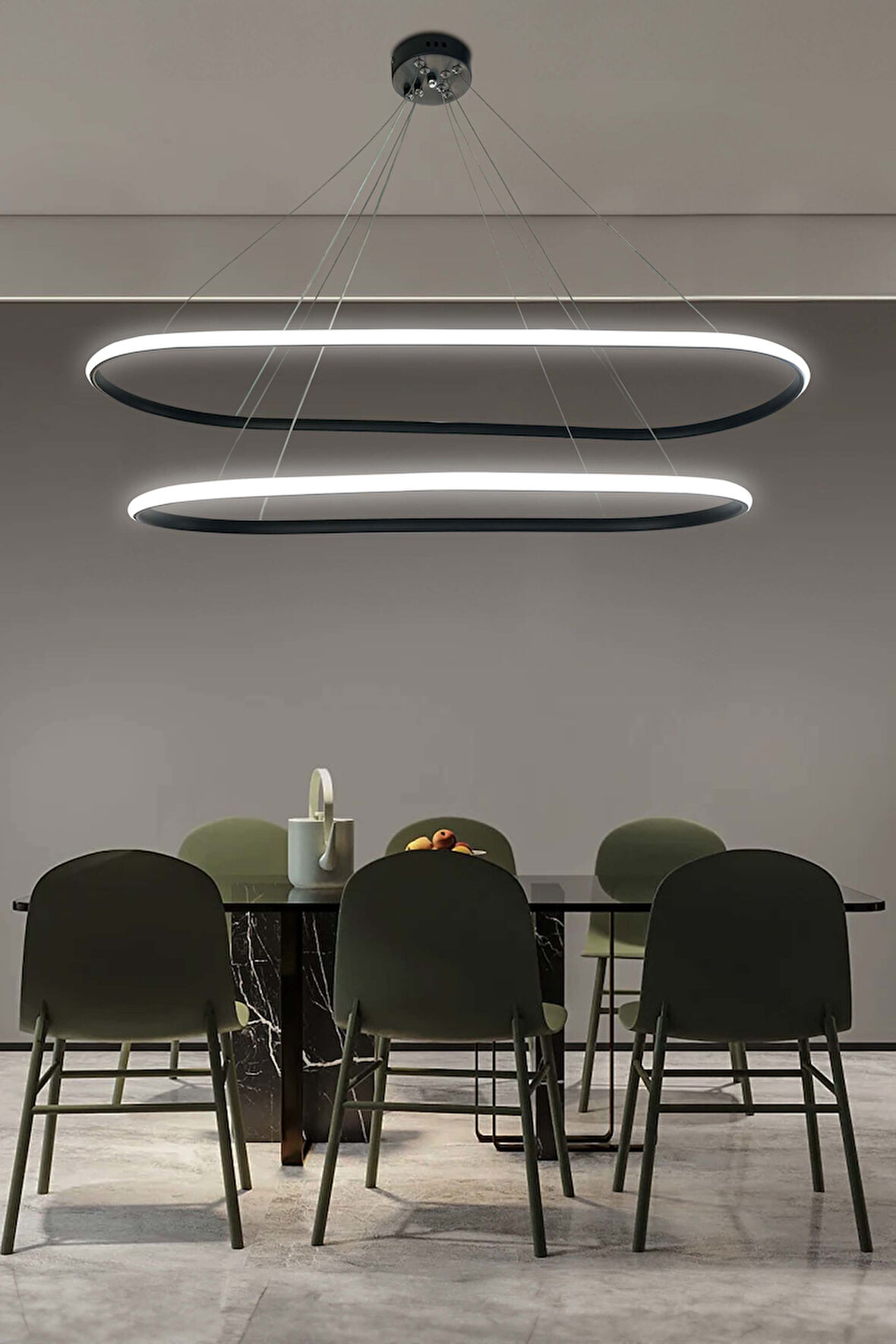 Gece Modern Led Aydınlatmalı Ev & Ofis Avizesi 