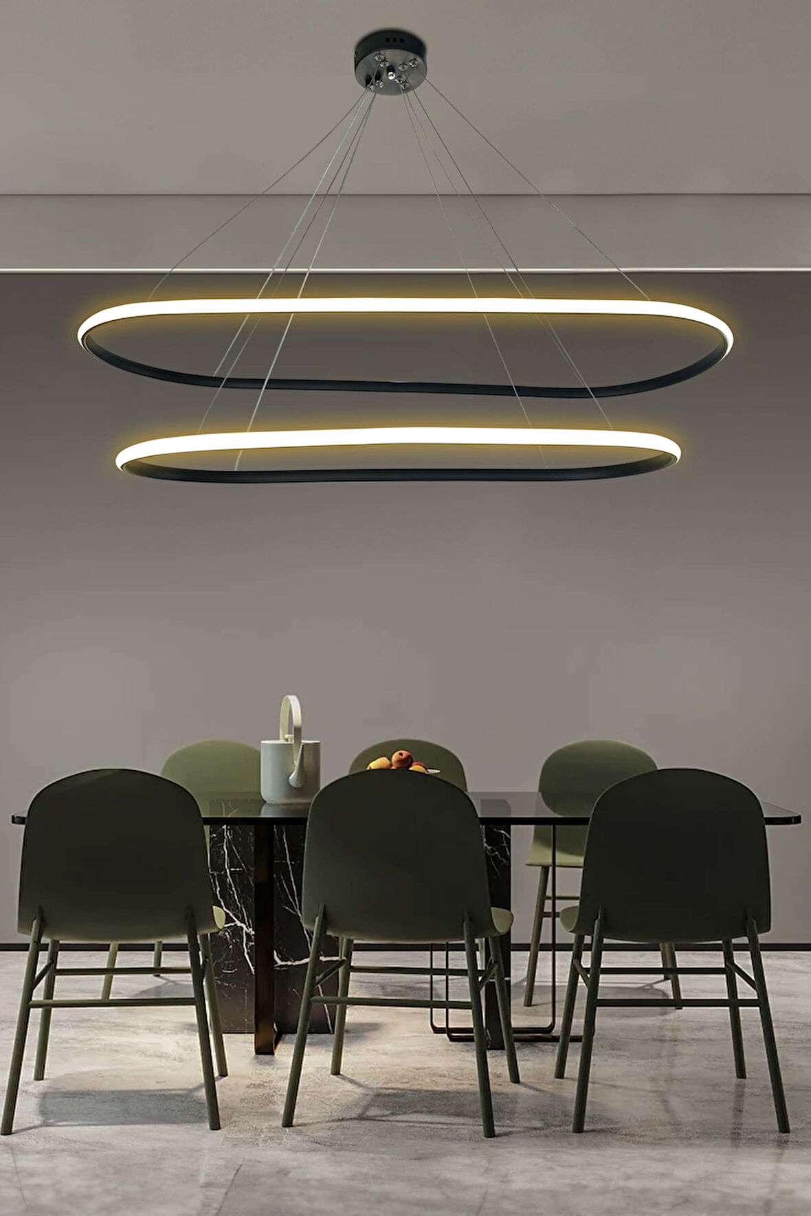 Gece Modern Led Aydınlatmalı Ev & Ofis Avizesi 