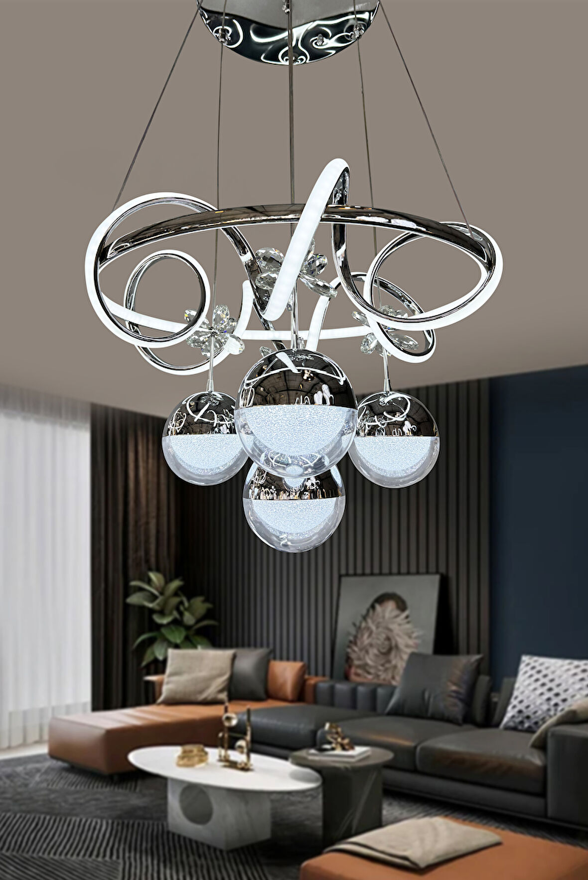 Kuzey İthal Küre 4 Toplu Led Avize 