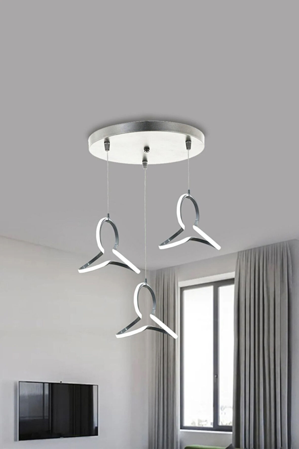 Yonca 3'lü Modern Sarkıt 1 Yıl Garantili Led Avize 