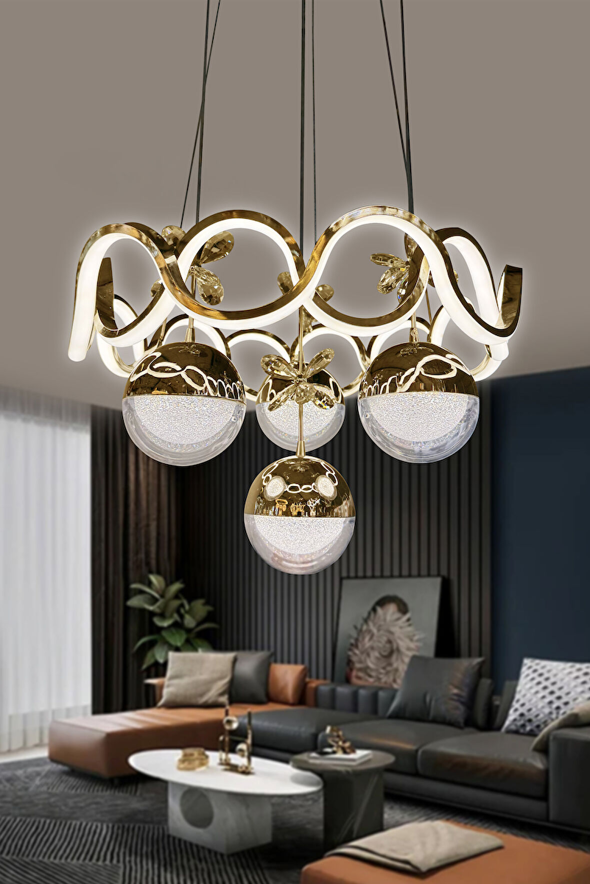 Sefa Model Küre Fanuslu Top 4 Toplu İthal Led Avize 