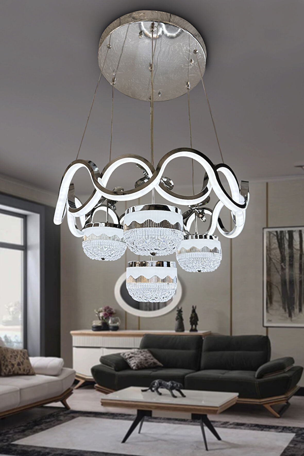 Sefa Model Taç Top 4 Toplu İthal Led Avize 