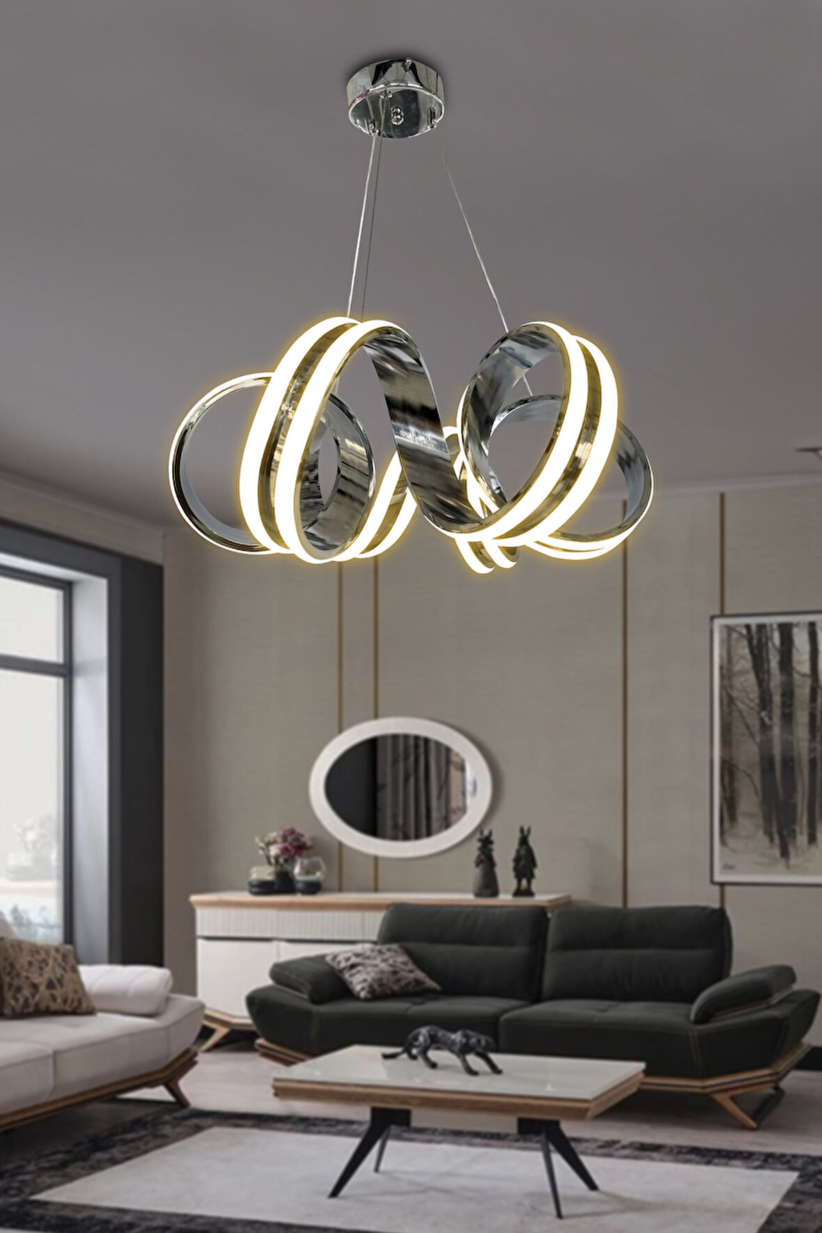 Kıvrım Çift Ledli Sıralı Toplu Led Avize 