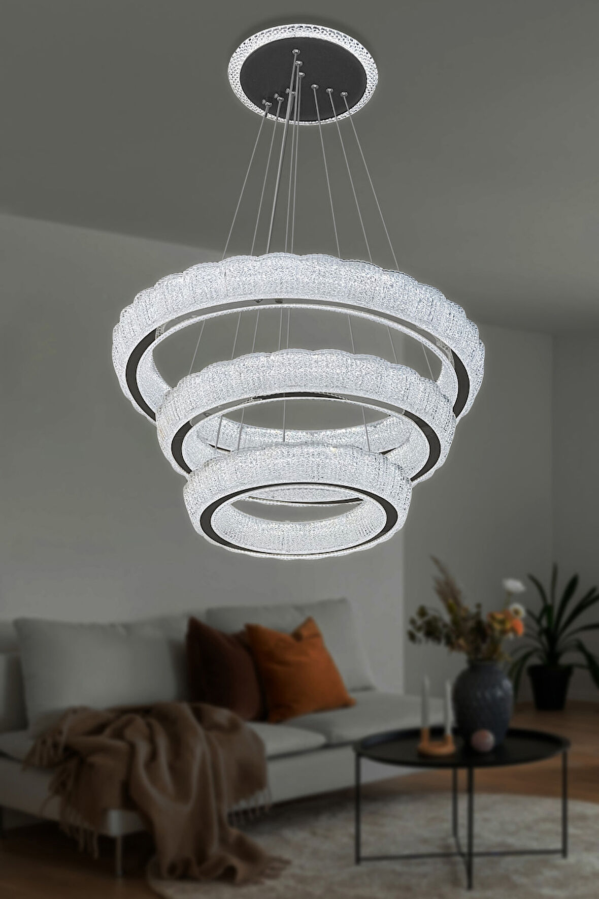 Lara 3 Katlı Modern Led Avize