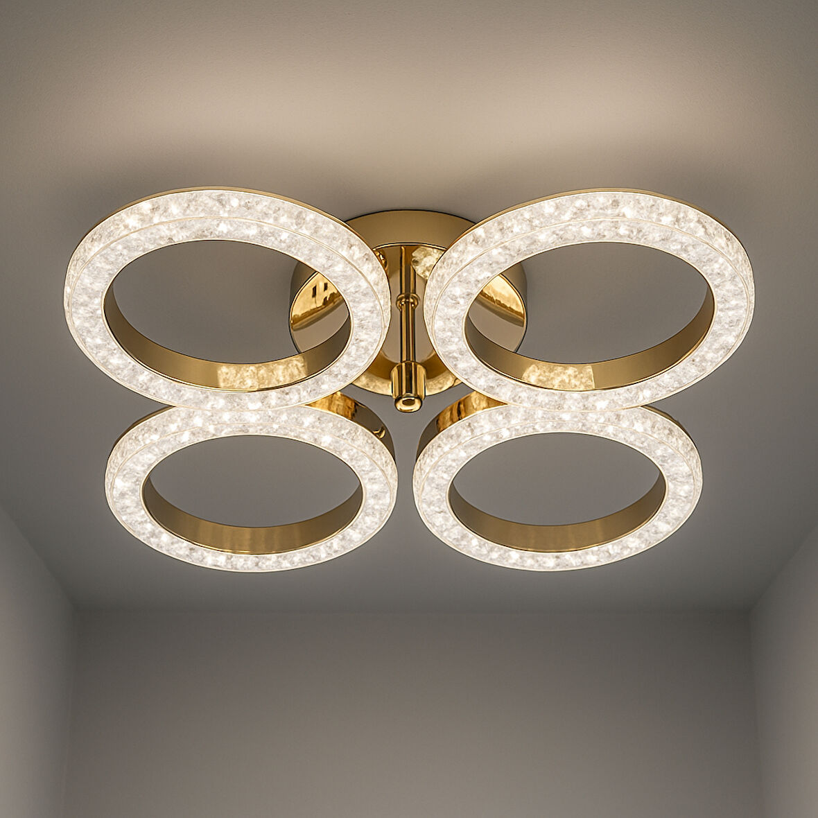 Daire Akrilik 5'Li Plafonyer 3 Renk Tavana Sıfır Led Avize