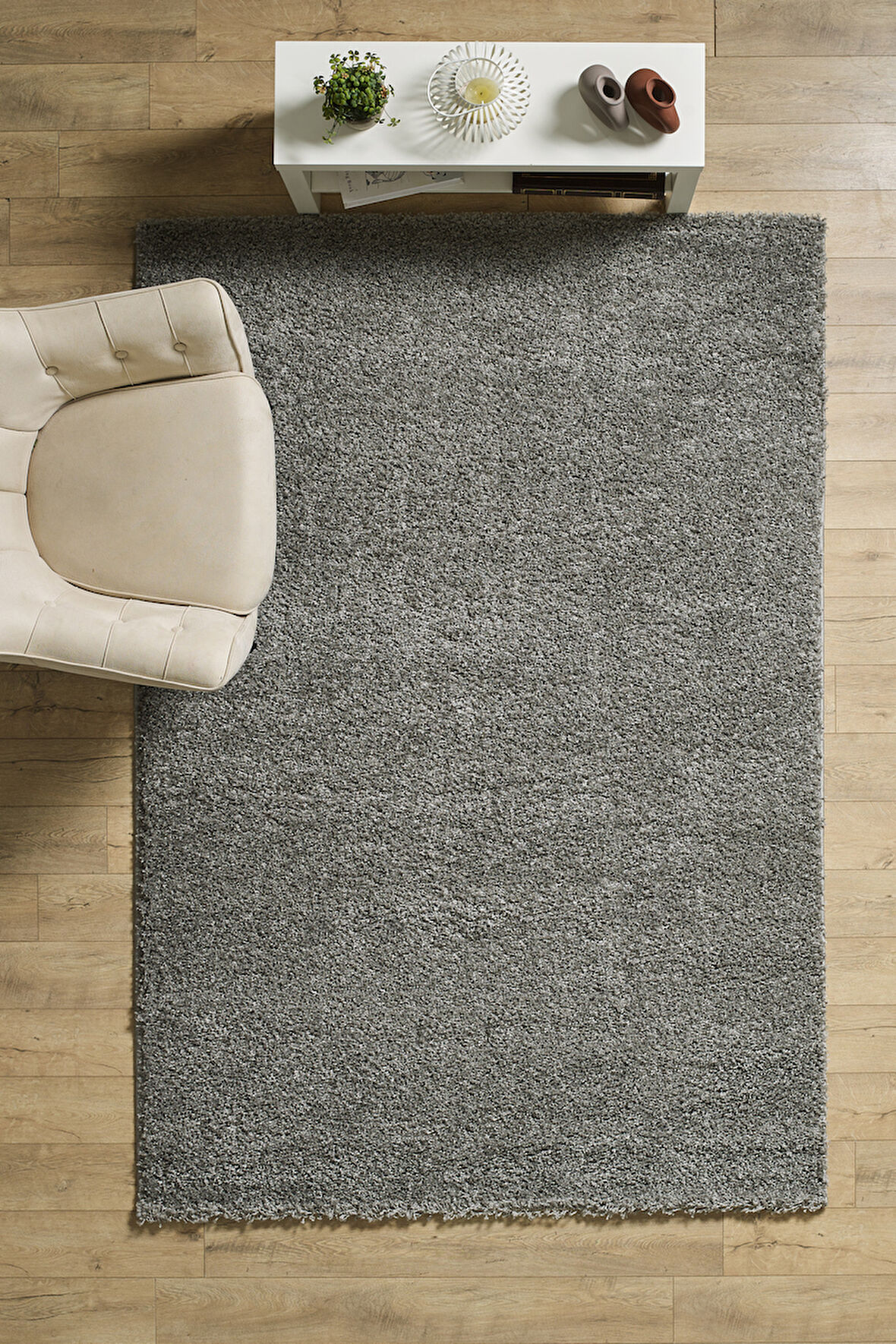 Modern Desenli Salon Halısı Açık Gri Halı Peluş Halı Yıkanabilir Post Halı Kaymaz Taban Halı