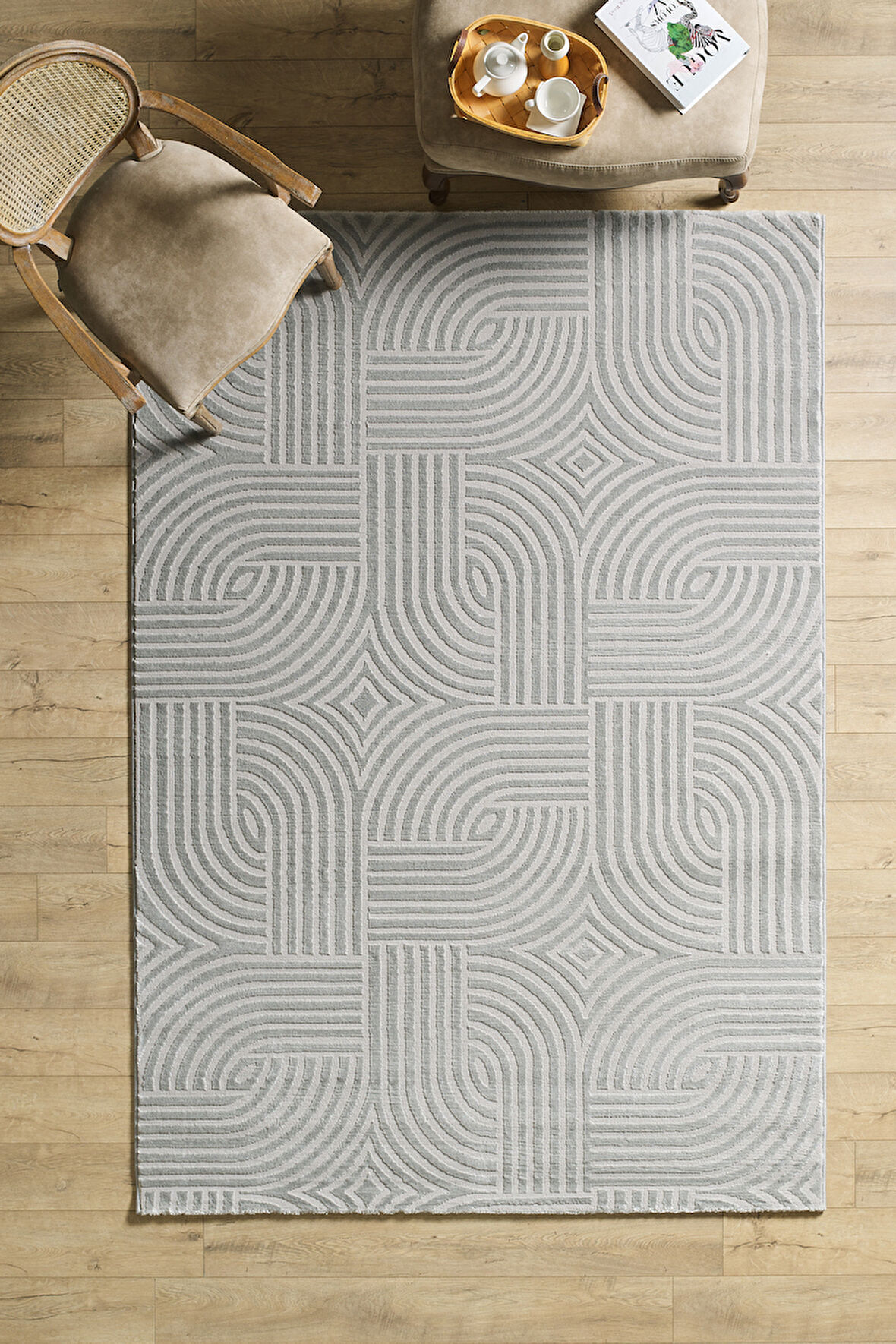 Modern Halı Salon Halısı Oturma Odası Halısı Yolluk Gri Halı Hav Toz Vermez Kolay Temizlenebilir 