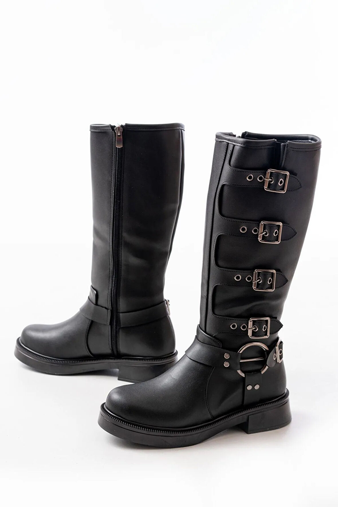 Siyah Düz Topuklu Günlük Binici Çizme02-346Kadın çizme