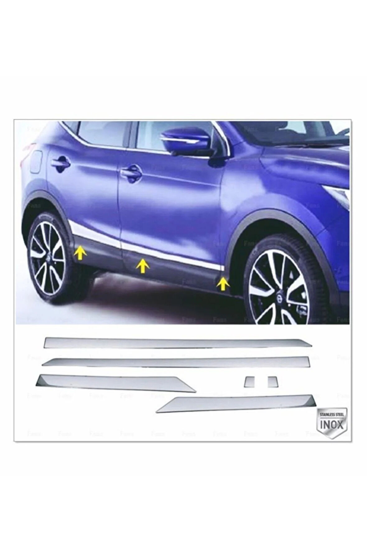 Nissan Qashqai Krom Yan Kapı Çıtası 6 Prç. 2013-2020 P. Çelik