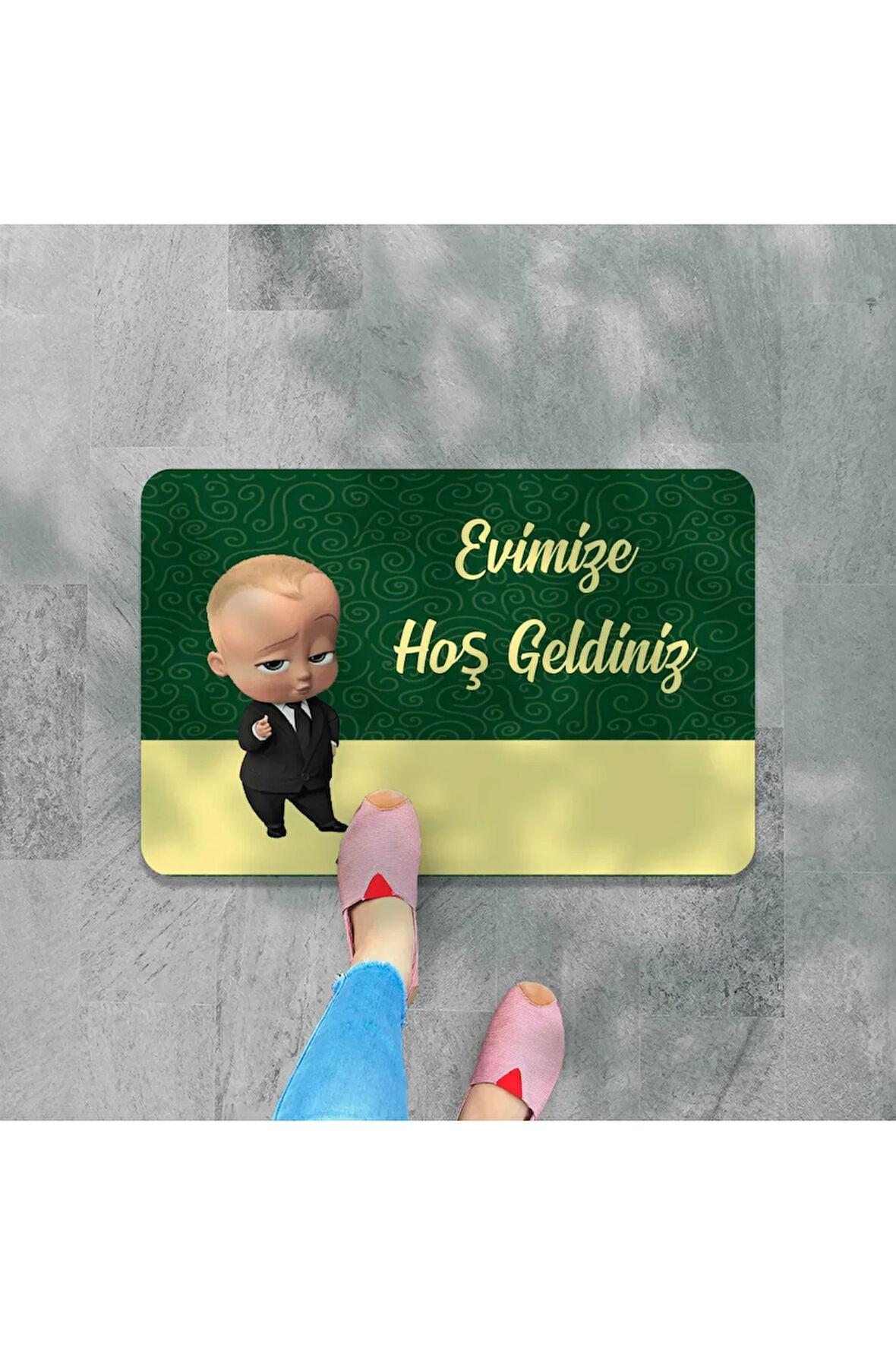 Dijital Baskılı Desenli Dekoratif Dış Kapı Önü ve Iç Mekan Paspası yıkanabilir Kaymaz Taban