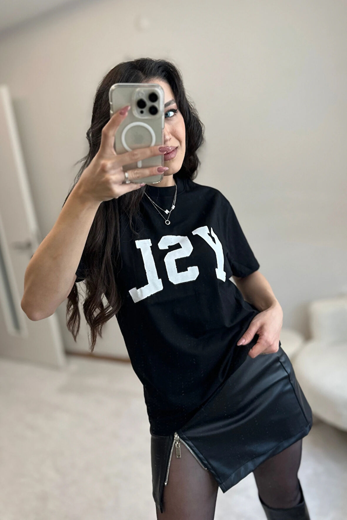 YSSLL Siyah Baskılı T shirt