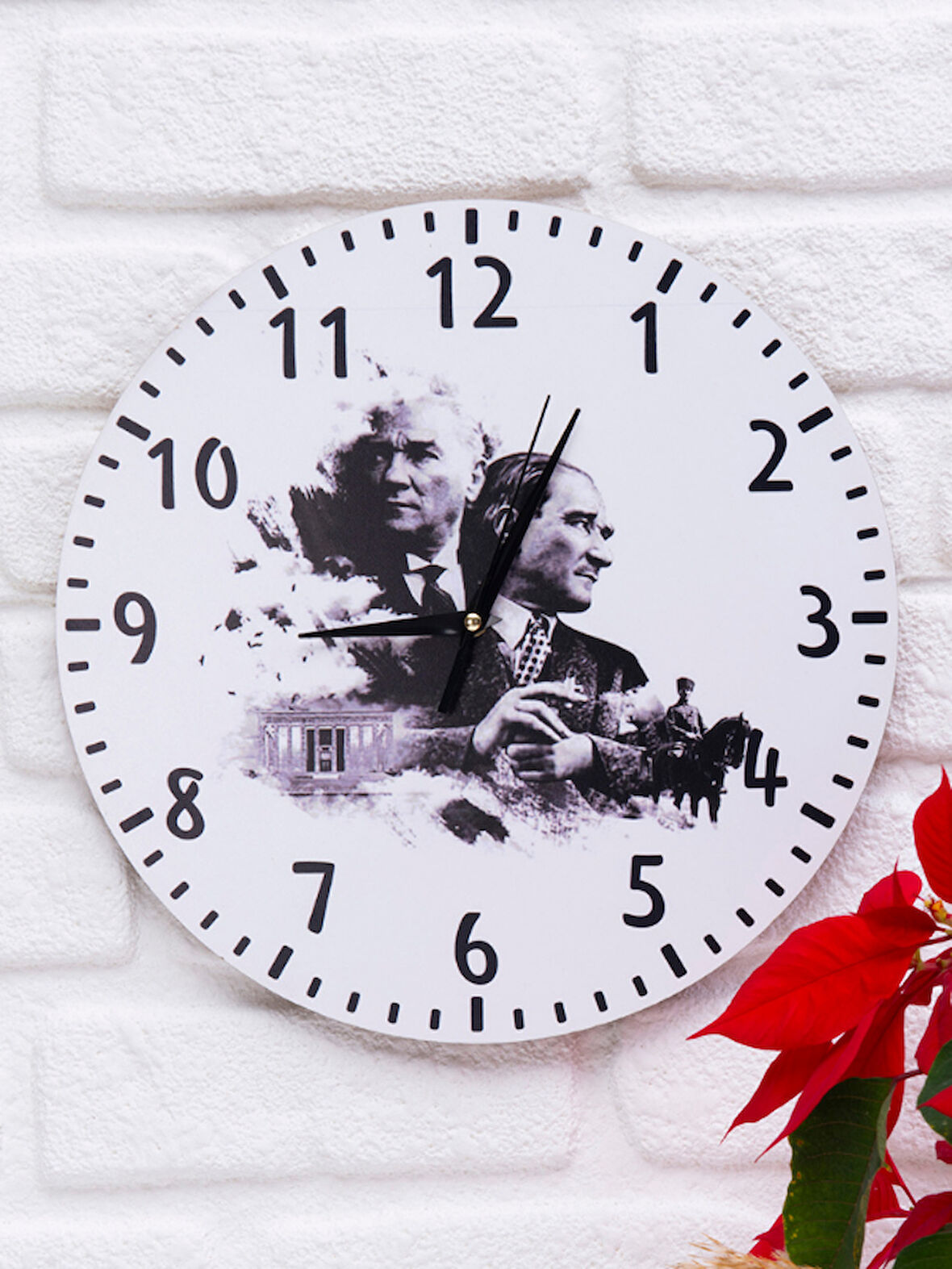 DeepCraft Dekoratif Ahşap Duvar Saati Salon,Ofis,Büro,Ev Şık Tasarım-Atatürk 