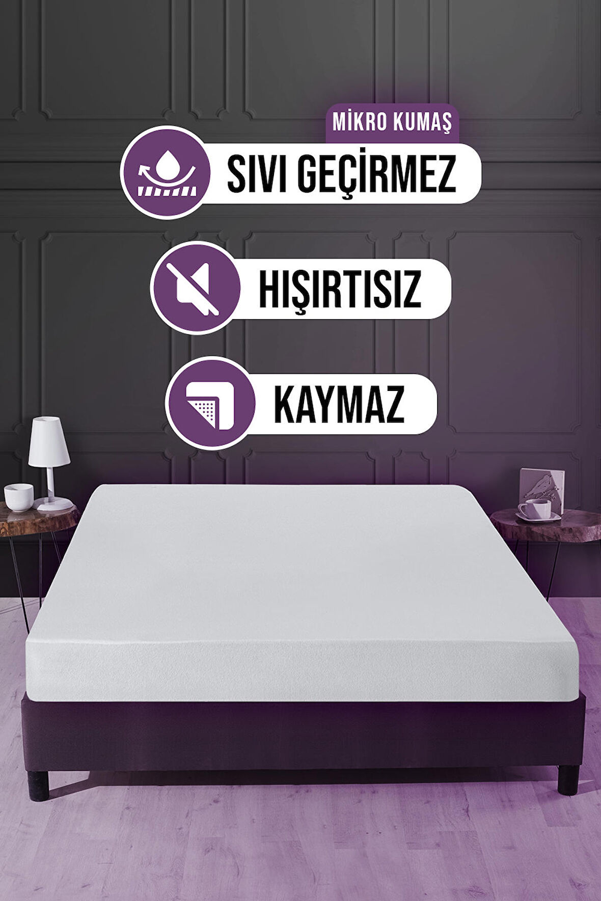 Vavey Mikro Fitted 70 x 140 Su Geçirmez Alez Beyaz