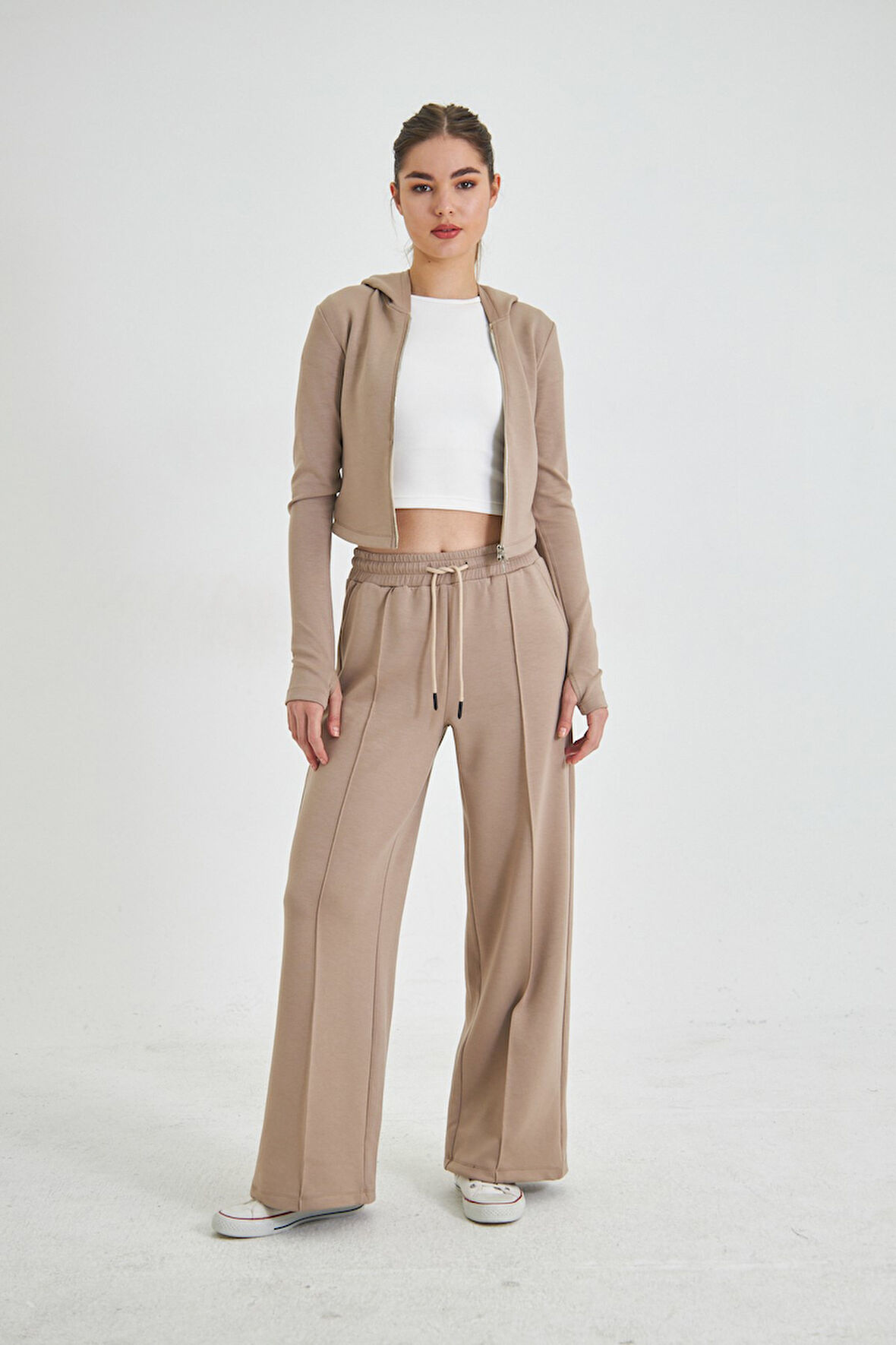 Özel Dikim Modal Kumaş  Fermuarlı Kapüşonlu Sweatshirt