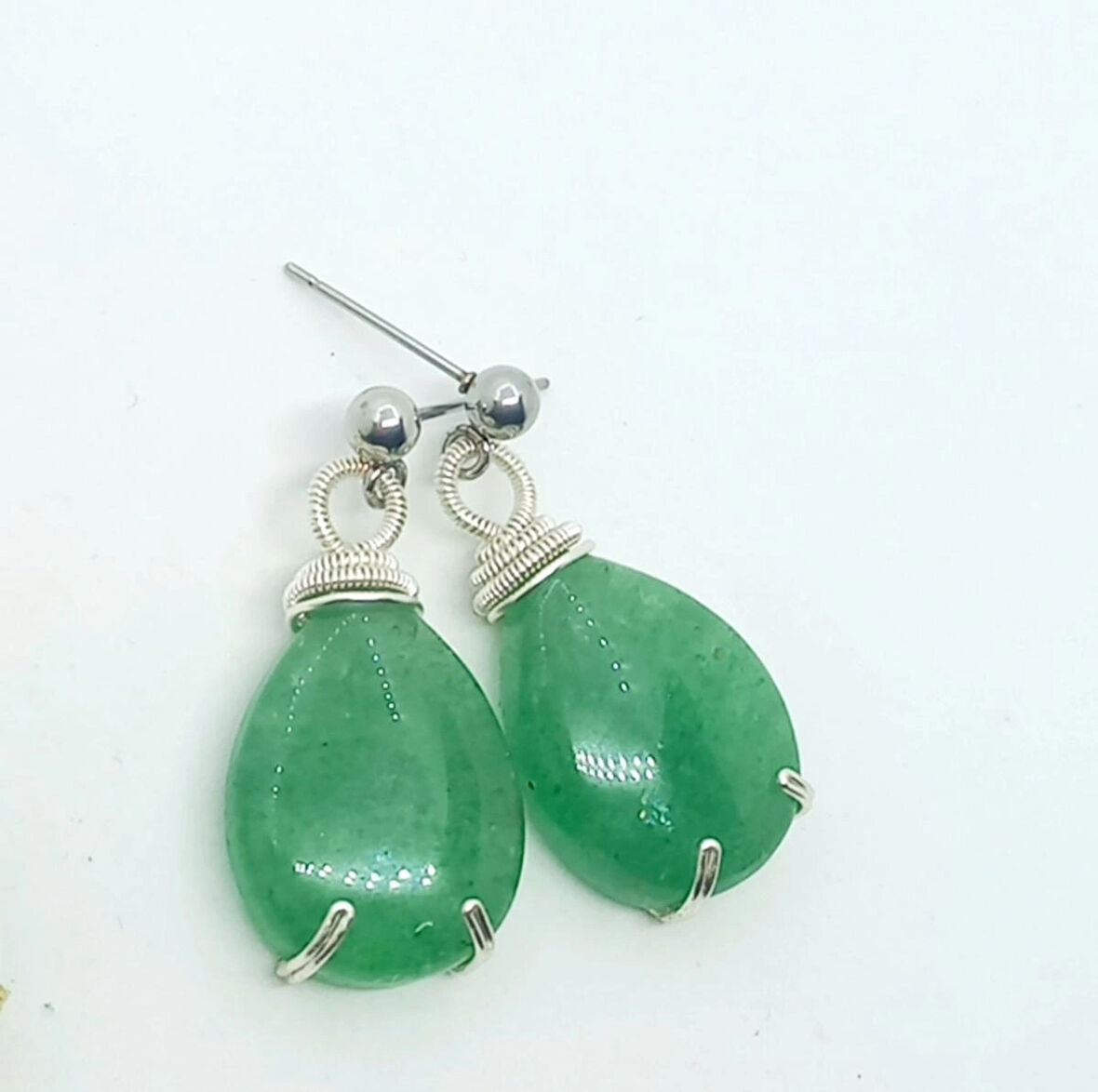 2417 Aventurin gümüş kaplamalı el yapımı küpe