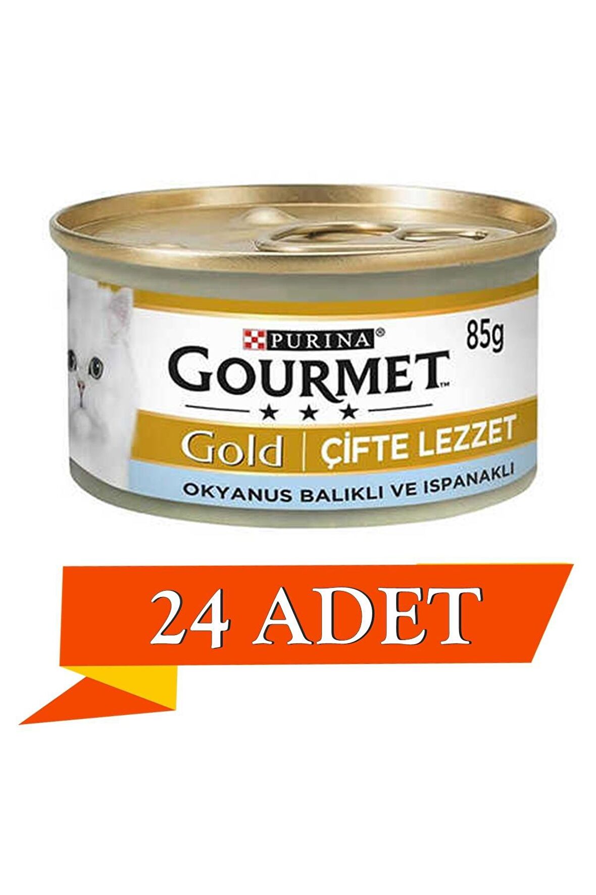 Gourmet Gold Çifte Lezzet Okyanus Balığı Ispanaklı Konserve Kedi Maması 85 Gr x 24 Adet/